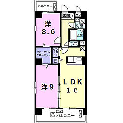 名鉄河和線 青山駅 徒歩7分の賃貸マンション 2階2LDKの間取り