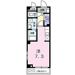 西武新宿線 新所沢駅 徒歩3分の賃貸マンション 2階ワンルームの間取り