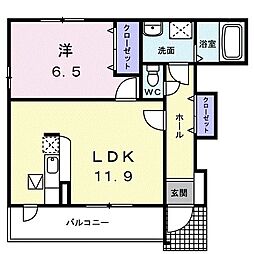 スターハイツA 1LDKの間取図画像