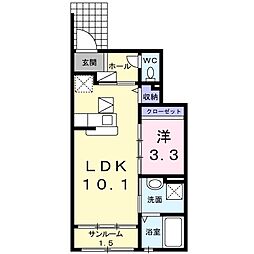 シエロビスタ常盤平 1LDKの間取図画像