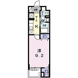 京急大師線 港町駅 徒歩9分の賃貸マンション 4階1Kの間取り