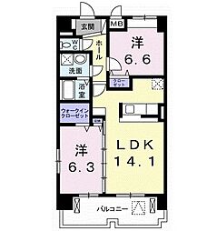 ウィステリア 2LDKの間取図画像