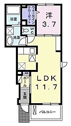 クレメント　ヴィラ　II 1階1LDKの間取り