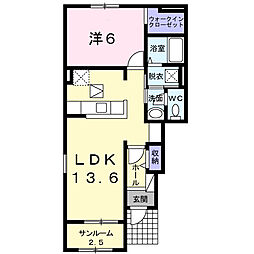 フォルトゥーナ・I 1階1LDKの間取り