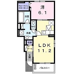 JR飯田線 船町駅 徒歩7分の賃貸アパート 1階1LDKの間取り