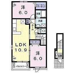 アン・リジェールSouth 2LDKの間取図画像