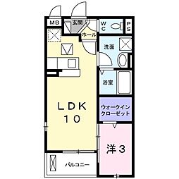 JR片町線(学研都市線) 同志社前駅 徒歩6分の賃貸アパート 1階1LDKの間取り