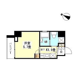 JR山手線 田町駅 徒歩8分の賃貸マンション 5階1Kの間取り