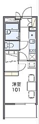 レオパレスＹＵＳＨＩＮ 3階1Kの間取り