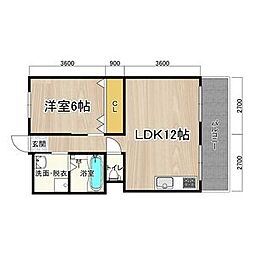 マンション寺直 1LDKの間取図画像