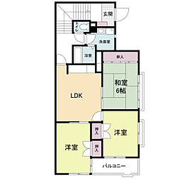 メゾン清風荘 2階3LDKの間取り