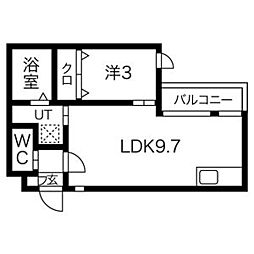 Warren morimakitownII 3階1LDKの間取り