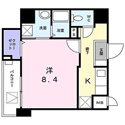 パサージュ 1Kの間取図画像