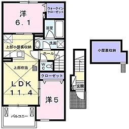グリーングラスN 2LDKの間取図画像