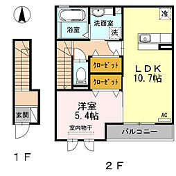 リクイーザクロノ 1LDKの間取図画像