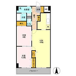 クレドール草加 2LDKの間取図画像
