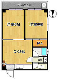 JR京浜東北・根岸線 川崎駅 バス13分 藤崎1丁目下車 徒歩2分の賃貸マンション 2階2DKの間取り