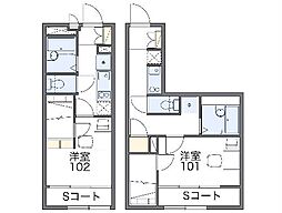 Osaka Metro今里筋線 清水駅 徒歩9分の賃貸アパート 2階1Kの間取り