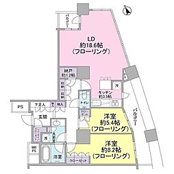 ザ・パークハウス西新宿タワー60 2LDKの間取図画像