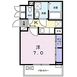 パインツリー 1Kの間取図画像