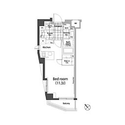 パークハビオ中目黒 ワンルームの間取図画像