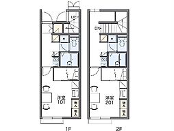 レオパレスａｉｏｉ 2階1Kの間取り