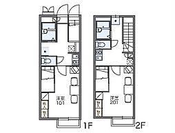レオパレスレジェンド 2階1Kの間取り