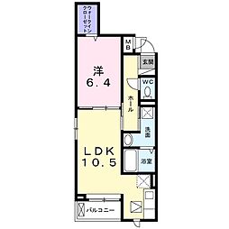 北総鉄道 北国分駅 徒歩5分の賃貸アパート 1階1LDKの間取り