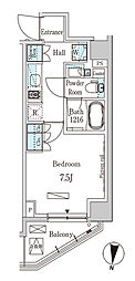 パークアクシス木場キャナルイースト 1Kの間取図画像