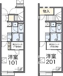 レオネクストサーフサイド海誠 2階1Kの間取り