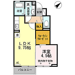 JR中央線 日野駅 徒歩10分の賃貸アパート 1階1LDKの間取り