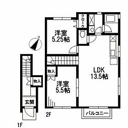サウス久が原 2階2LDKの間取り