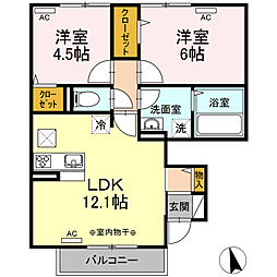 Ｈ・ＭパークスV 1階2LDKの間取り