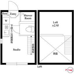 ハーモニーテラス上高井戸III 2階ワンルームの間取り