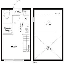 ハーモニーテラス上高井戸IV 2階ワンルームの間取り