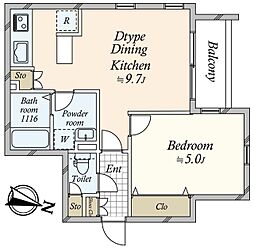 JR山手線 目黒駅 徒歩4分の賃貸マンション 3階1LDKの間取り