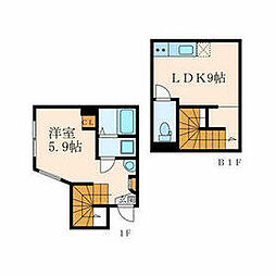 ＥＣＬＵＳＥ　ＴＯＧＯＳＨＩ 地下1階1LDKの間取り