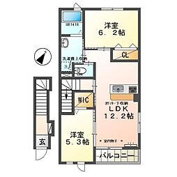 ヴィル・ヴィラージュ 2LDKの間取図画像
