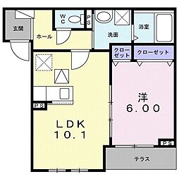 JR東海道・山陽本線 千里丘駅 徒歩10分の賃貸アパート 1階1LDKの間取り