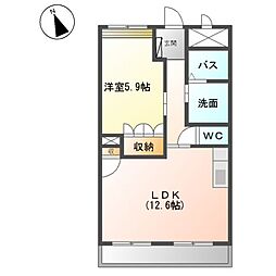 サンシエロ 1LDKの間取図画像