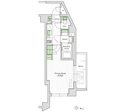 JR山手線 代々木駅 徒歩10分の賃貸マンション 6階1Kの間取り