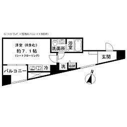 JR山手線 代々木駅 徒歩7分の賃貸マンション 7階ワンルームの間取り