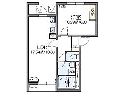 レオネクストオリーブA 1LDKの間取図画像