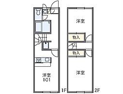 レオパレスひまわりくん 2DKの間取図画像
