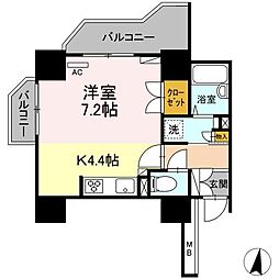 コラム神泉 ワンルームの間取図画像