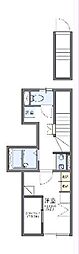 レオパレス雷塚II 2階1Kの間取り