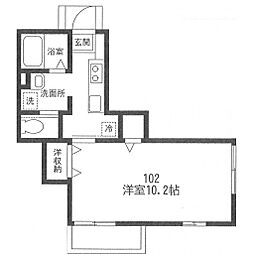 グリーンハイツ 1階1Kの間取り