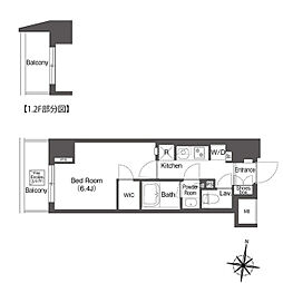 コンフォリア森下リバーサイド 1階1Kの間取り