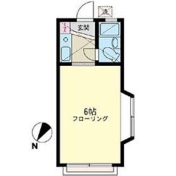 ホワイトヴィラ 103 1階ワンルームの間取り