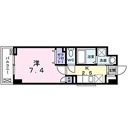 エーデルワイス 1Kの間取図画像